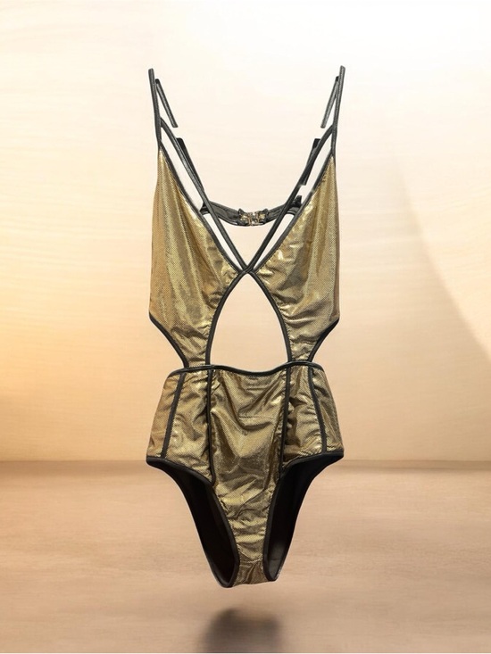 Tease Other - Gold Metallic Cutout One-Piece pole wear medium